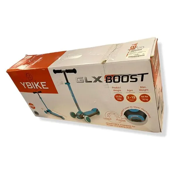 $122 YBike Red GLX Boost Kid Kick Light-Up Scooter Adjustable Steering Handle - Picture 7 of 7